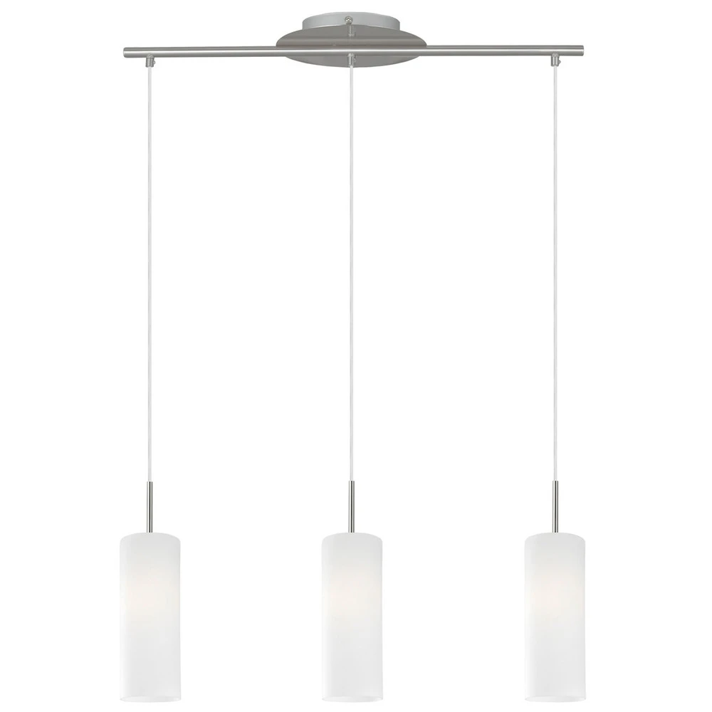 Suspension Troy, nickel mat/satinée, à 3 lampes pour plafonds suspendus