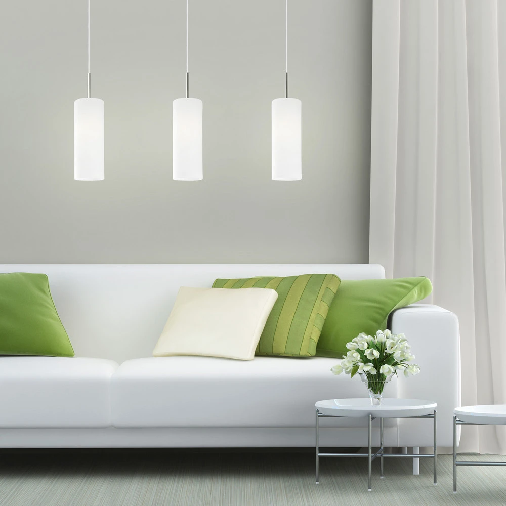 Suspension Troy, nickel mat/satinée, à 3 lampes pour plafonds suspendus
