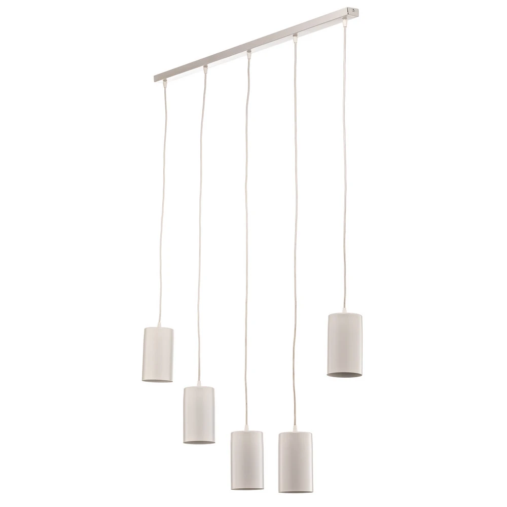 Suspension ZW Tube 170, cinq lampes, blanc pour entrée et couloir