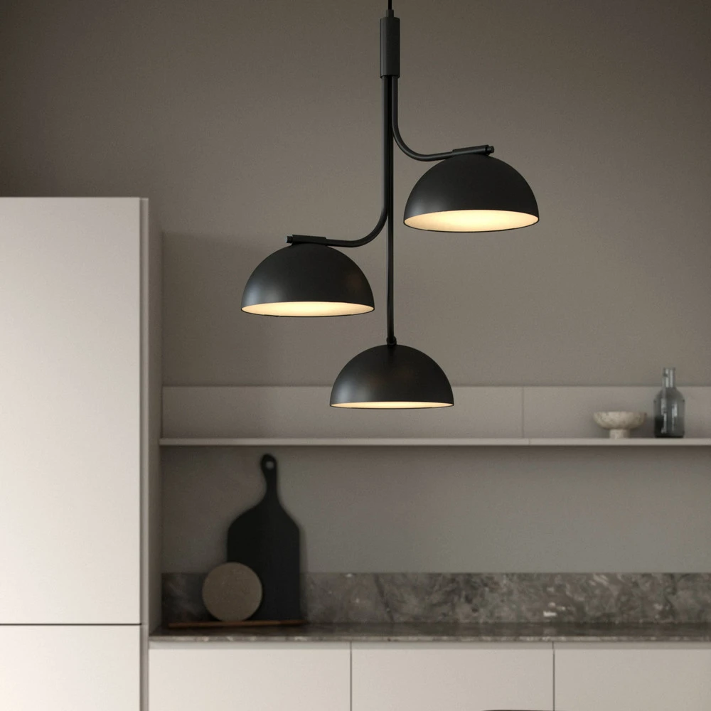 Suspension Tullio, à trois lampes, noire | Garantie 2 Ans