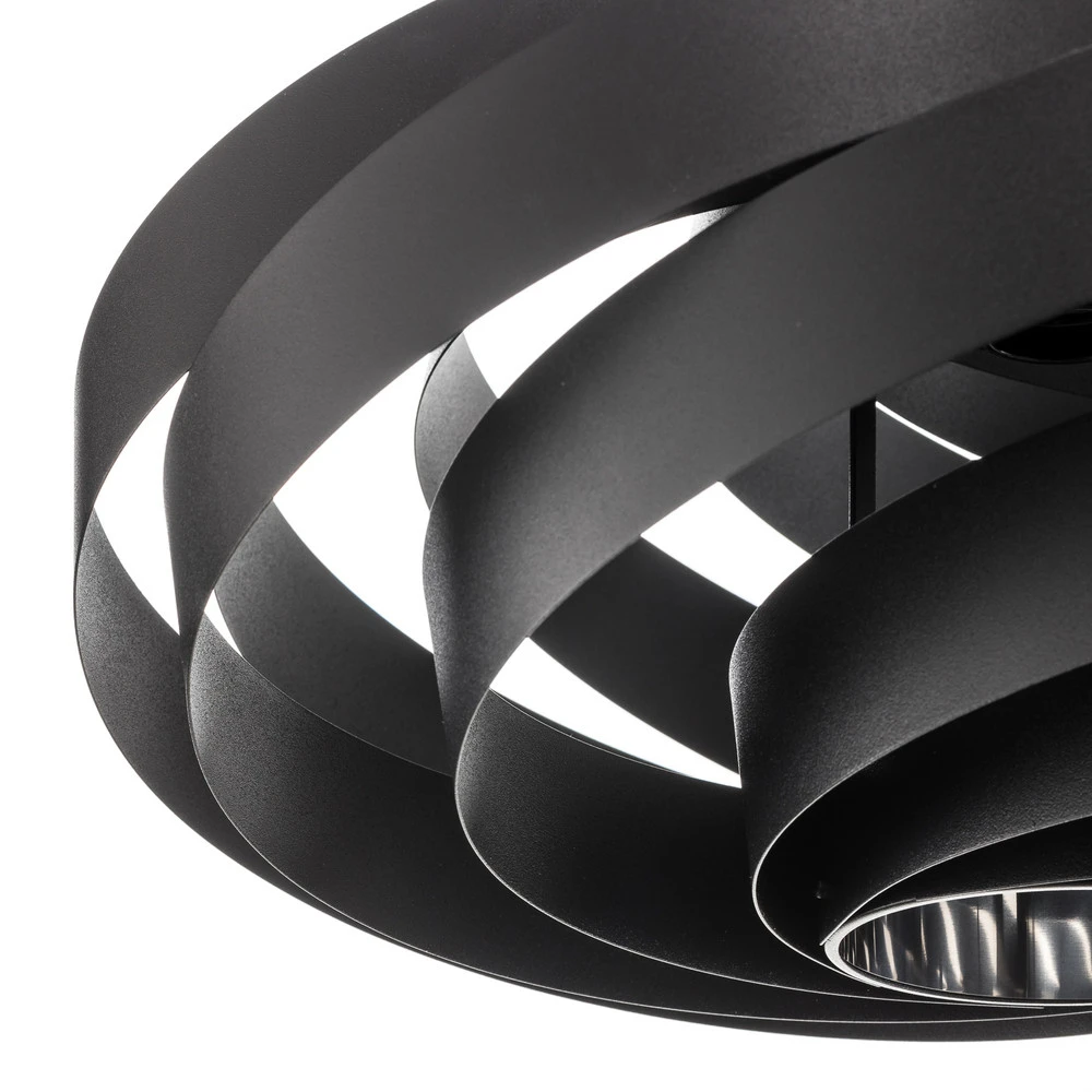 Suspension Vento, noir, Ø 50 cm, métal, E27 à fixation clip