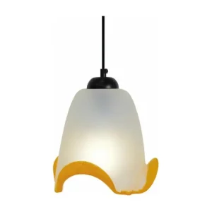 Suspension verre ambre 75 cm.