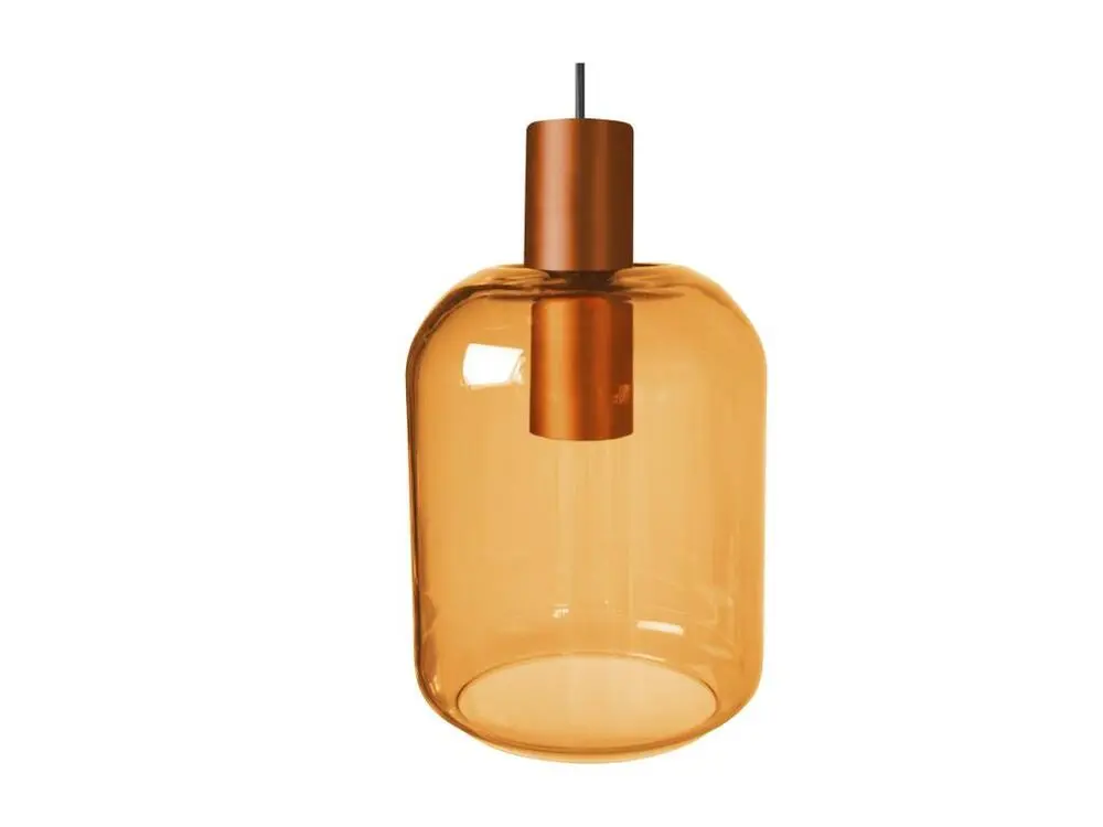 Suspension verre ambre métal cuivre 105 cm. | 4000K | lumière neutre