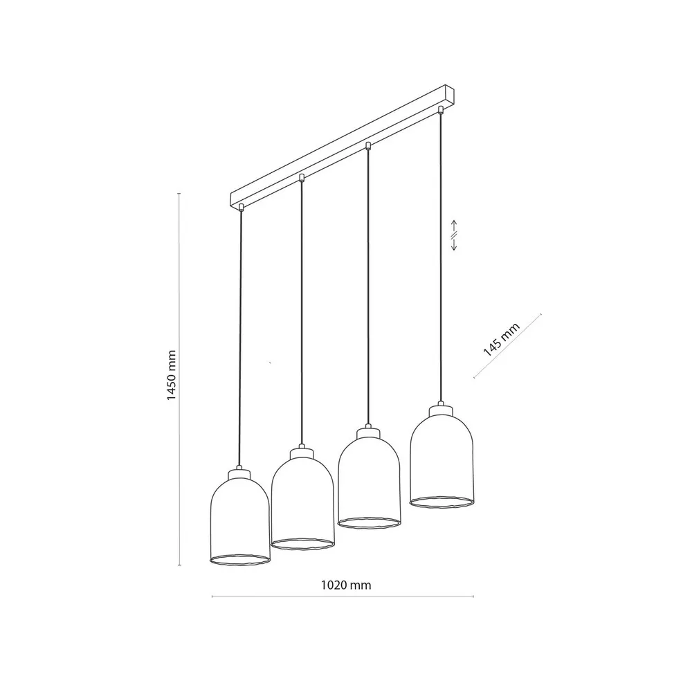 Suspension en verre Sapito, à 4 lampes, ambrée Sans outil d'installation