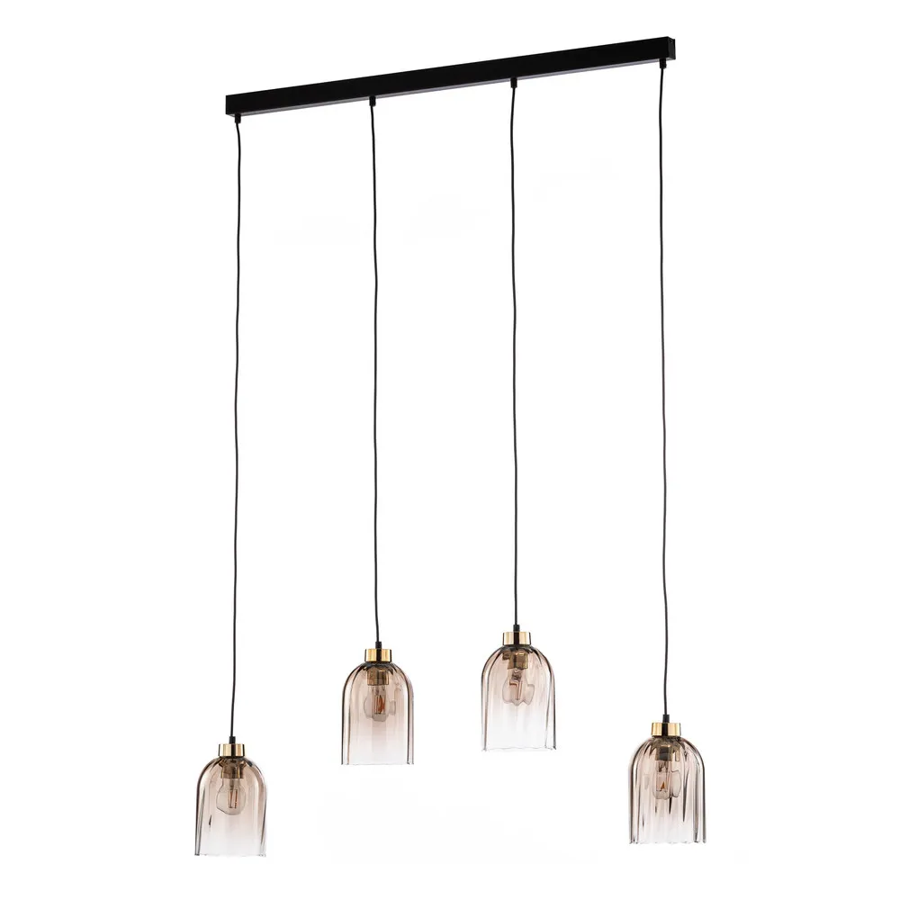 Suspension en verre Sapito, à 4 lampes, ambrée Sans outil d'installation