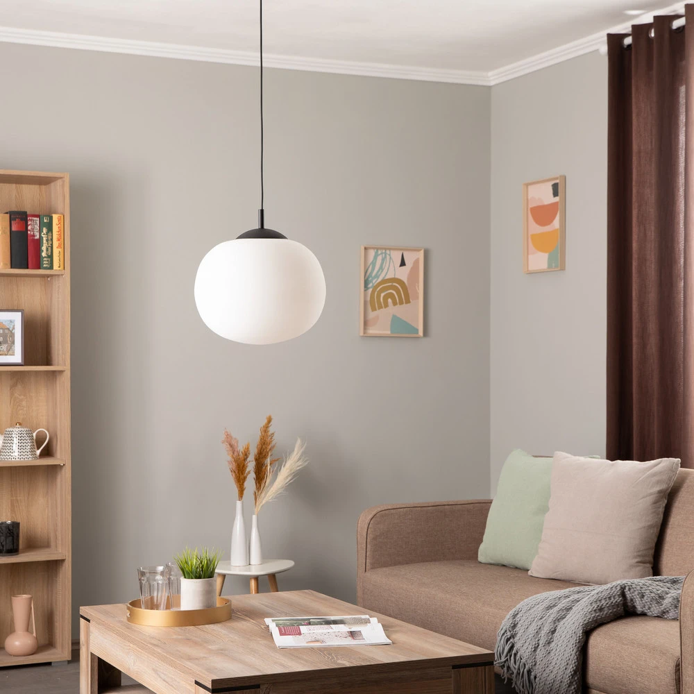Suspension Vibe, verre blanc opalin, Ø 35 cm avec fixation réglable