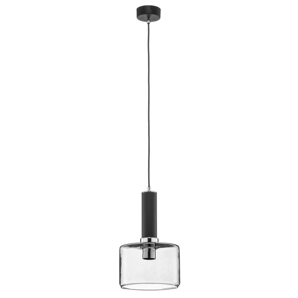 Suspension Viva, fumée/noire/chromée, à 1 lampe avec diffuseur opale