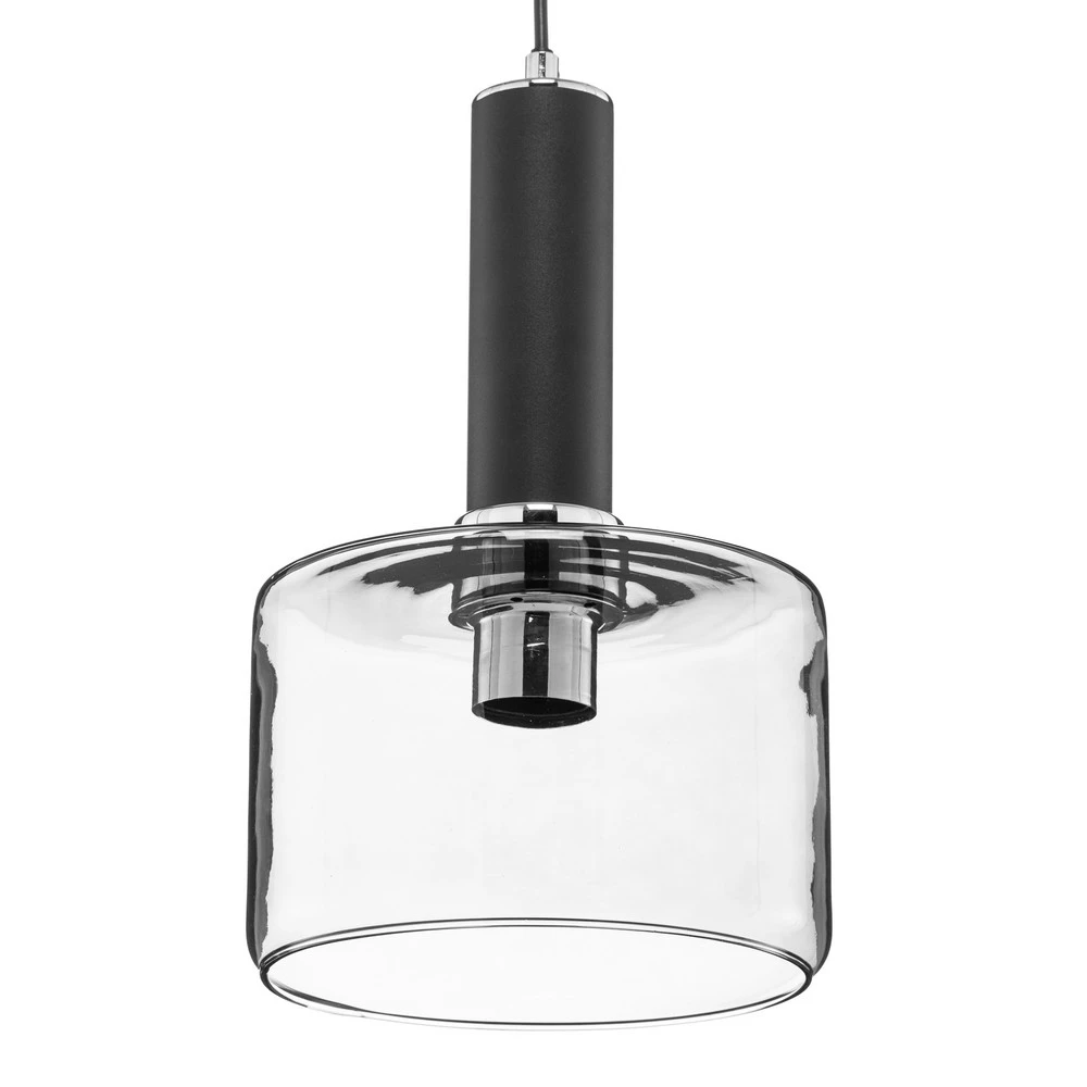 Suspension Viva, fumée/noire/chromée, à 1 lampe avec diffuseur opale