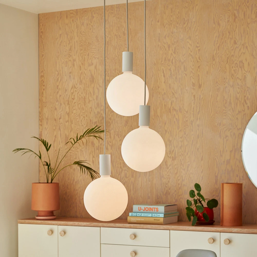 Tala Suspension Trois fois Pendant ronde, E27 opale, blanc/blanc
