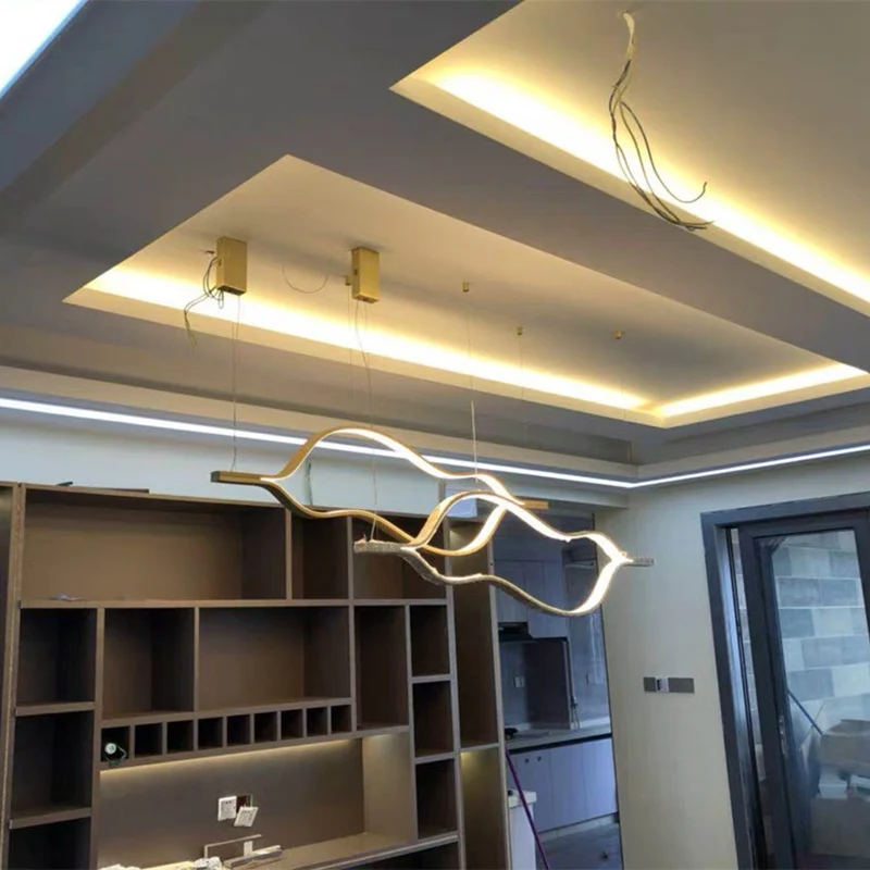 Tendance, wellenförmige Kronleuchter-Leuchte, hängende Hängeleuchten aus Metall für das Wohnzimmer