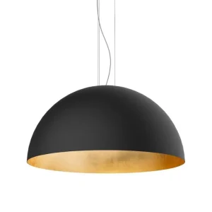 VENICE Suspension, 1xE27, max 42W, métal, noir mat/feuille d'or, D.80cm à fixation clip