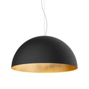 VENICE Suspension, 1xE27, max 42W, métal, noir mat/feuille d'or, D.60cm (Carré 30x30cm)