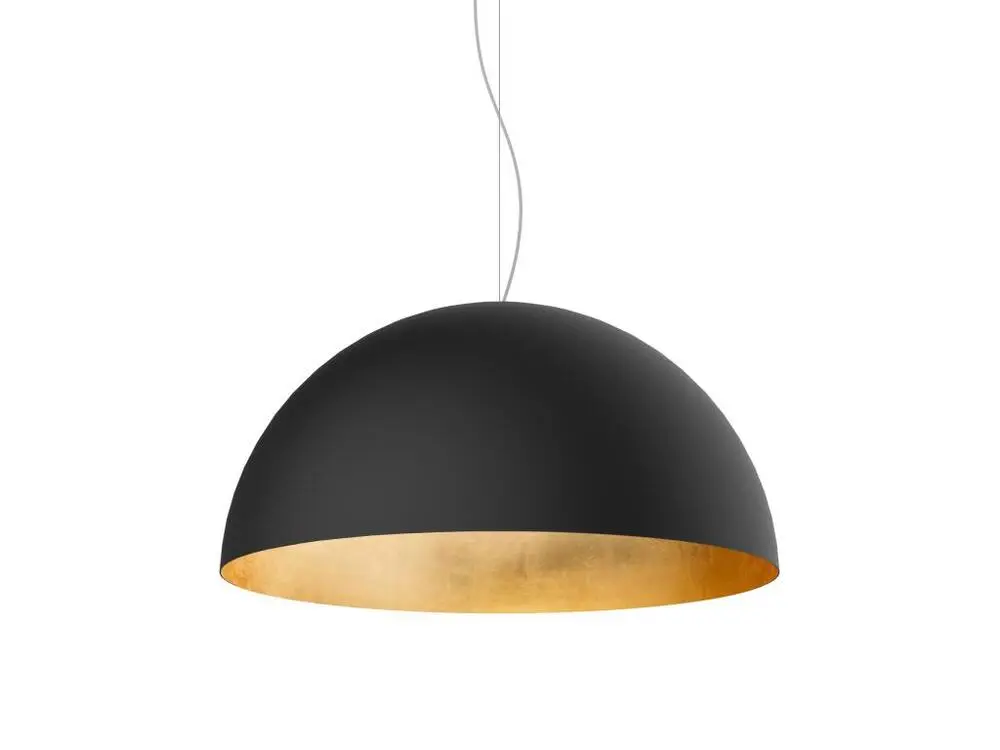 VENICE Suspension, 1xE27, max 42W, métal, noir mat/feuille d'or, D.60cm (Carré 30x30cm)