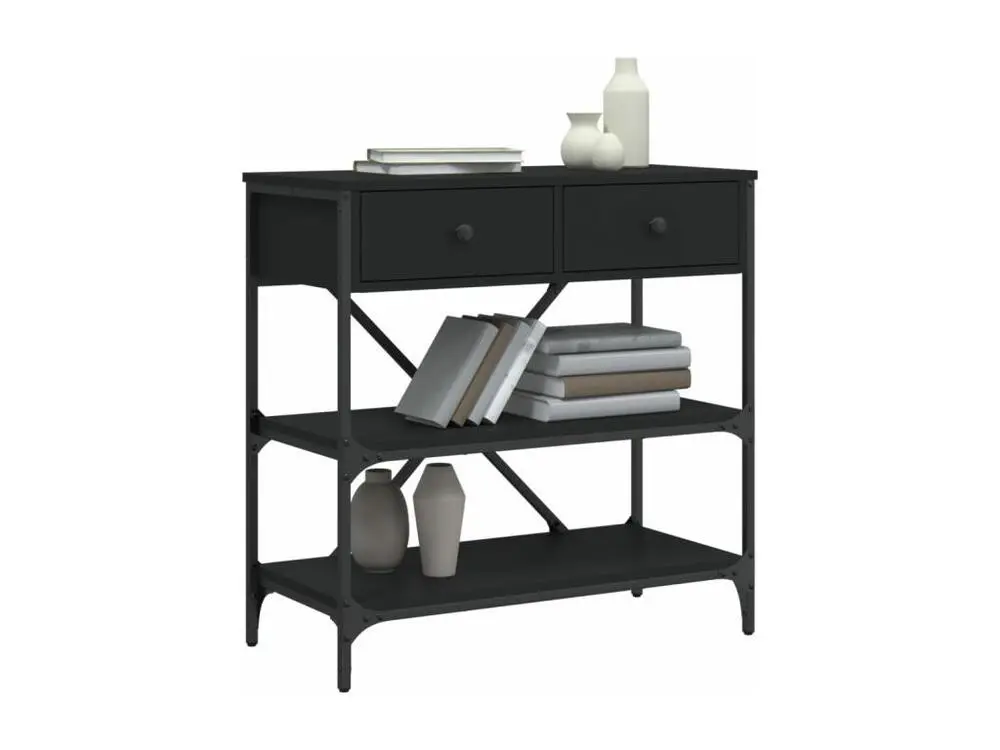 Table console noir 75x34,5x75 bois d'ingénierie (Norme NFC 15-100)