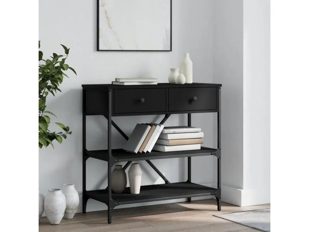 Table console noir 75x34,5x75 bois d'ingénierie (Norme NFC 15-100)