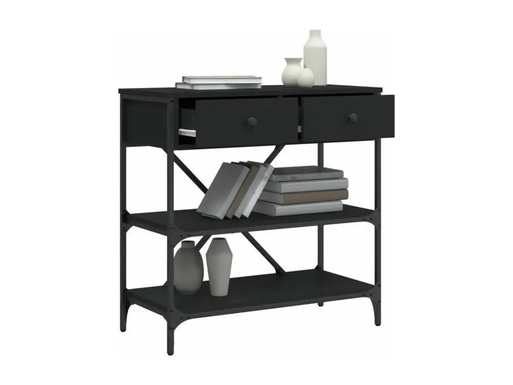 Table console noir 75x34,5x75 bois d'ingénierie (Norme NFC 15-100)