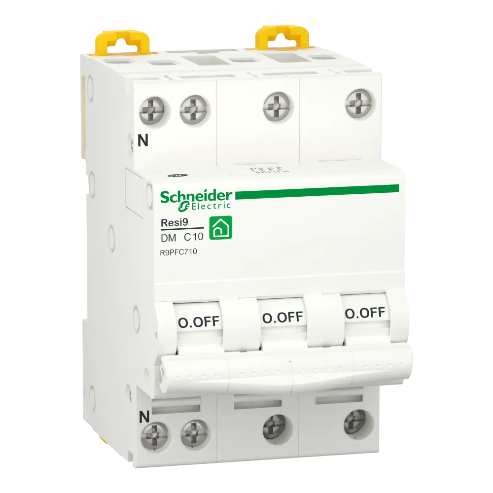 Disjoncteur tétrapolaire SCHNEIDER R9PFC710 10A courbe C 3kA 400V Resi9 XP