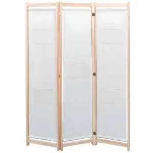 Paravent séparateur de pièce cloison de séparation décoration meuble 3 panneaux crème 120x4 cm tissu 0802095