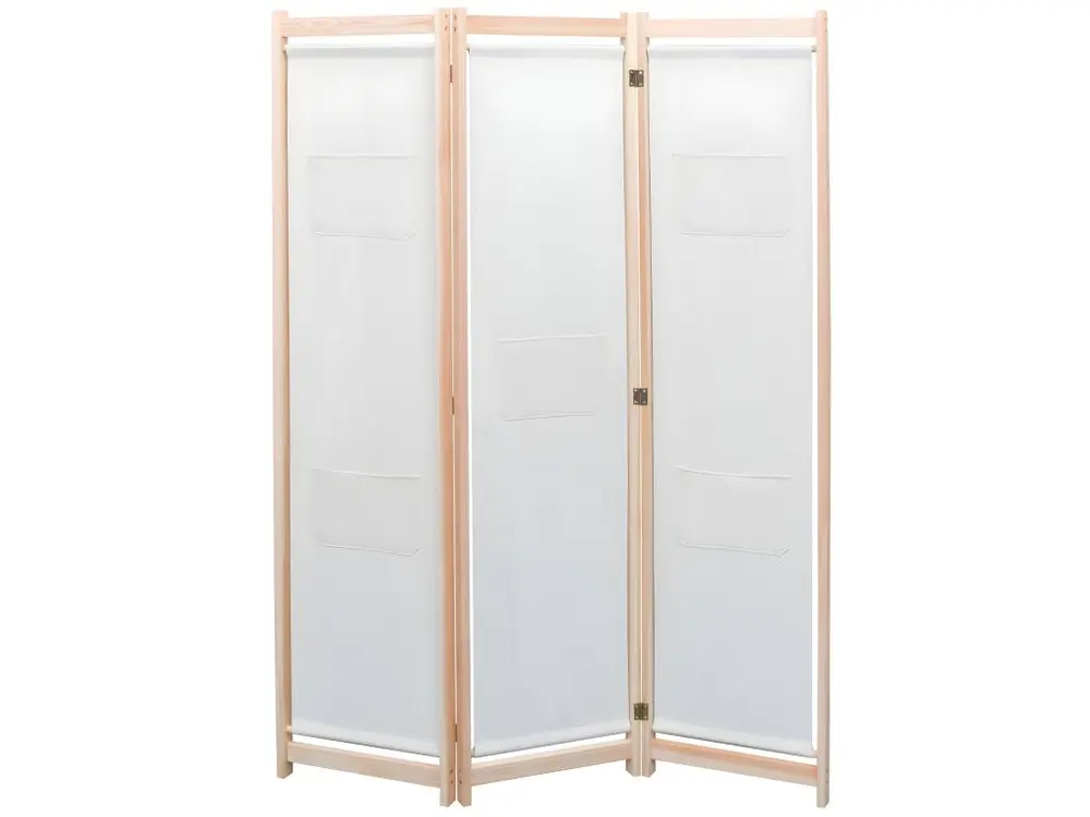 Paravent séparateur de pièce cloison de séparation décoration meuble 3 panneaux crème 120x4 cm tissu 0802095