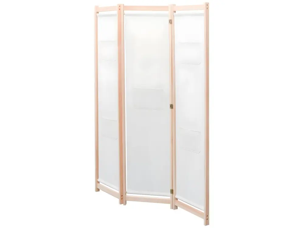 Paravent séparateur de pièce cloison de séparation décoration meuble 3 panneaux crème 120x4 cm tissu 0802095