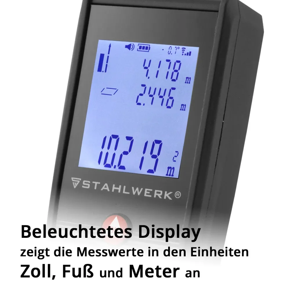 Haute Précision Télémètre laser STAHLWERK LE-100 ST jusqu'à 100 m de distance avec écran numérique LCD éclairé, appareil d...