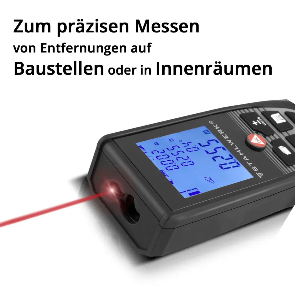Haute Précision Télémètre laser STAHLWERK LE-100 ST jusqu'à 100 m de distance avec écran numérique LCD éclairé, appareil d...
