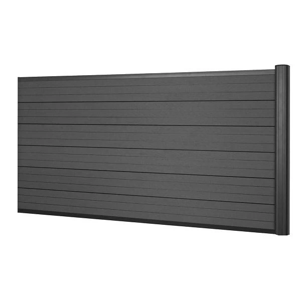 Brise-vue Mendler WPC Sarthe clôture pare-vent poteau aluminium rehausse basse 185m anthracite 65046+65047 se procurer à b...