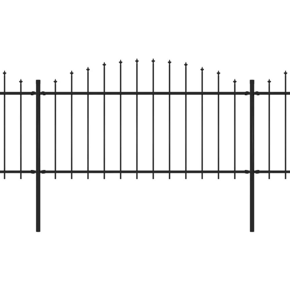 Clôture de jardin à dessus en lance Acier (1,25-1,5)x3,4 m Noir