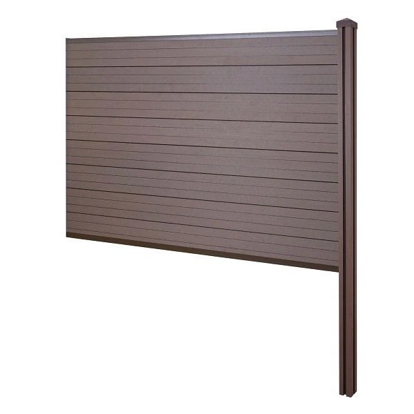 Mendler Brise-vue WPC Sarthe clôture coupe-vent poteau WPC à bétonner élément d'extension 188cm marron 64891+7623...