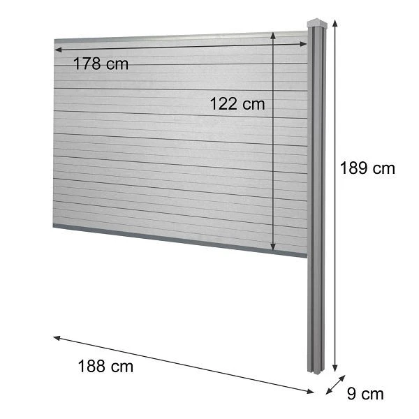 Mendler Brise-vue WPC Sarthe clôture coupe-vent poteau WPC à bétonner élément d'extension 188cm marron 64891+7623...