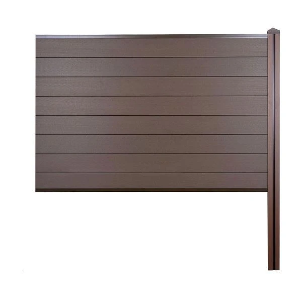 Mendler Brise-vue WPC Sarthe clôture coupe-vent poteau WPC à bétonner élément d'extension 188cm marron 64891+7623...