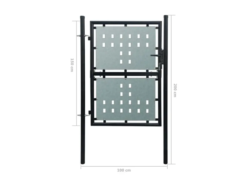 Portail aisé de clôture Noir 100x200