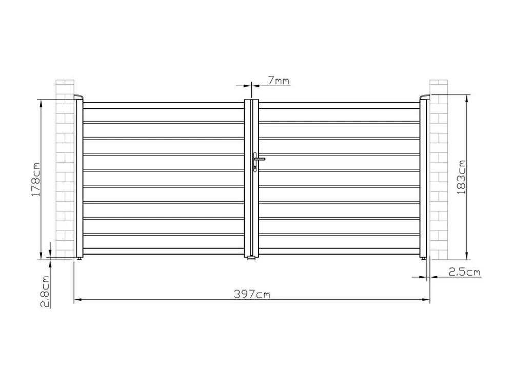 Portail battant aluminium ajouré - L397 x H183 cm - Anthracite - PRIMO