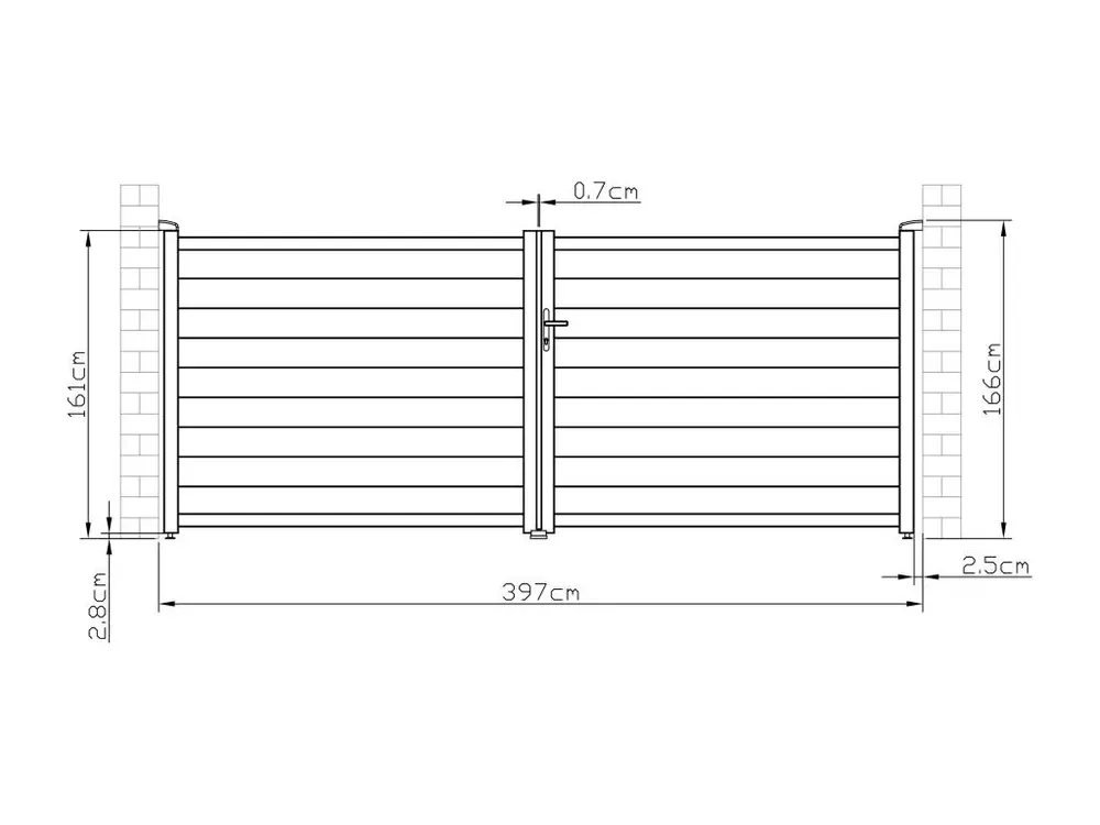 Portail battant aluminium complet - L397 x H166 cm - Anthracite - NAZARIO