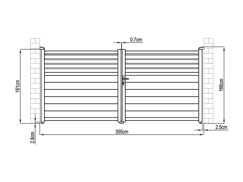 Portail battant en aluminium persienné L355 x H166 cm anthracite - VIAZO