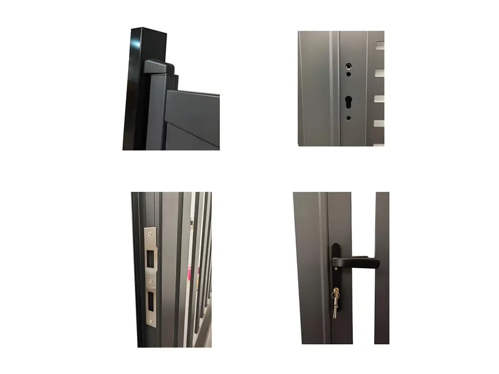 Portail battant aluminium semi ajouré à motifs L357 x H172 cm anthracite en kit LABRIT II