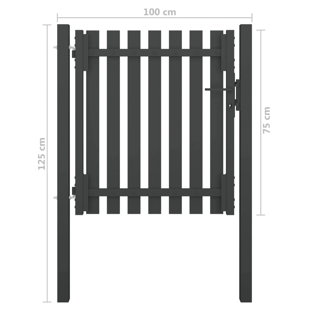 Portail de clôture de jardin acier 1x1,25 m anthracite