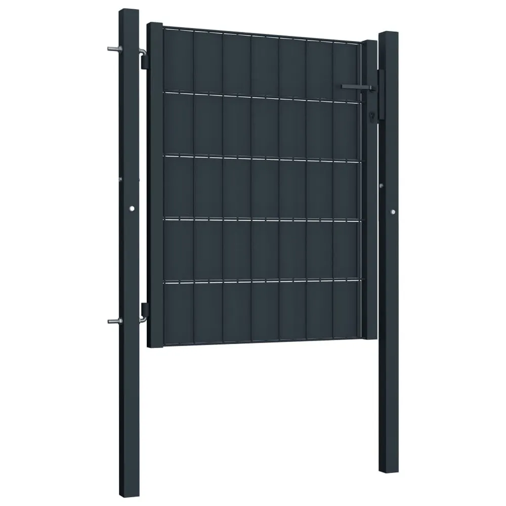 Portail de clôture VINYLE et acier 100x101 cm Anthracite