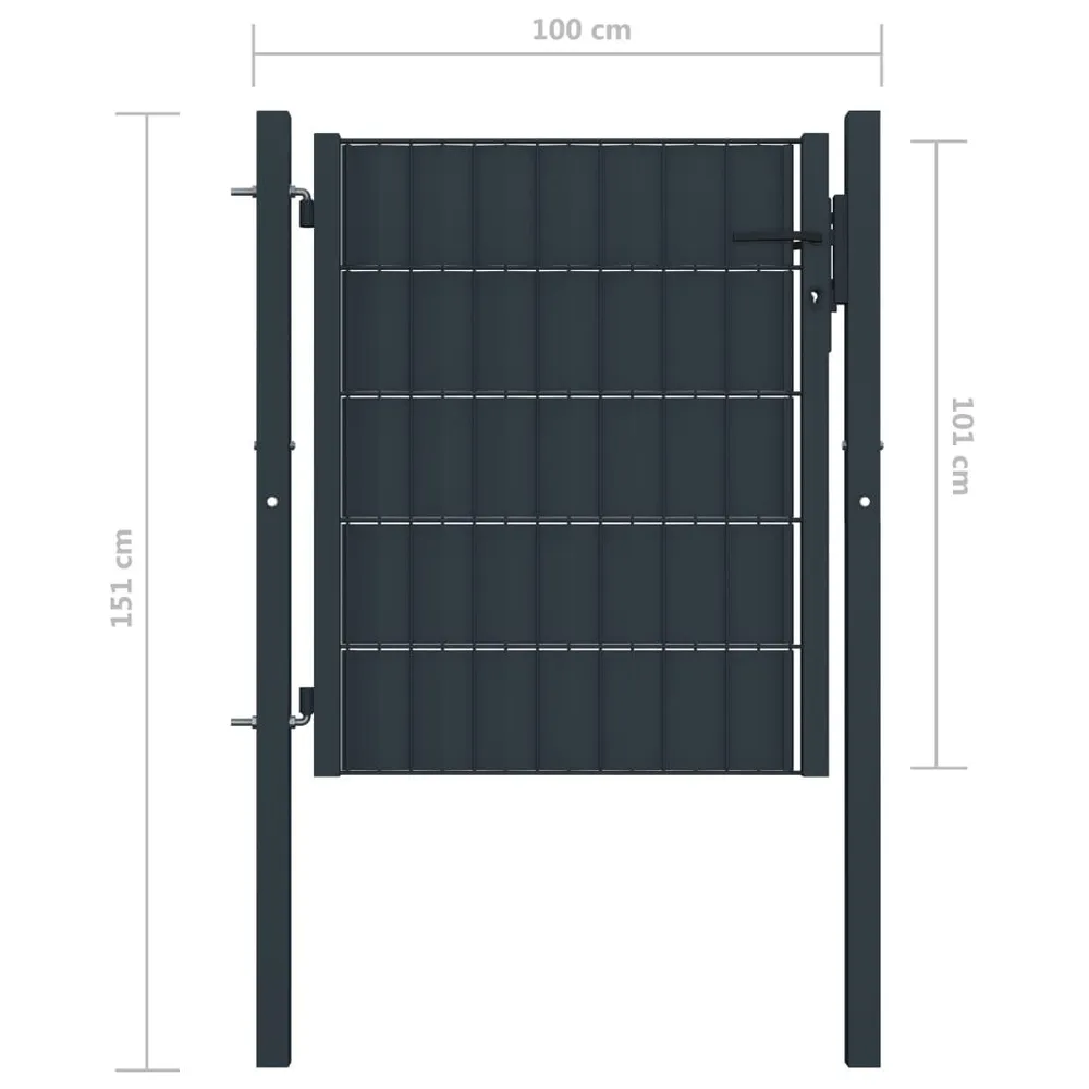 Portail de clôture VINYLE et acier 100x101 cm Anthracite