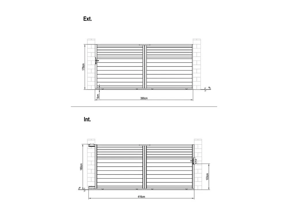 Portail coulissant aluminium persienné L416 x H180 cm anthracite - VIAZO