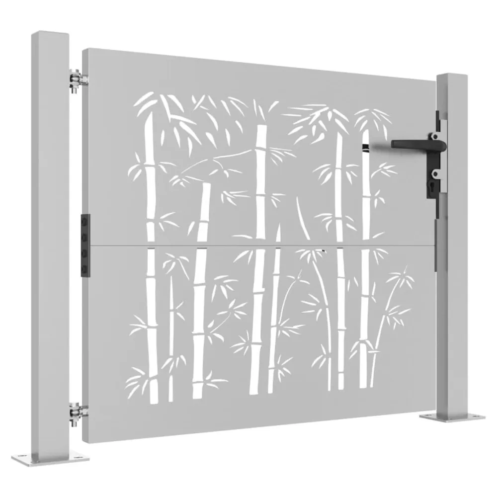 Portail de jardin 105x105 cm acier corten design de bambou