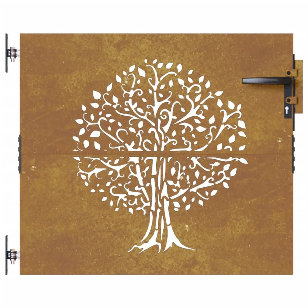 Portail de jardin 85x100 cm acier corten conception de l'arbre