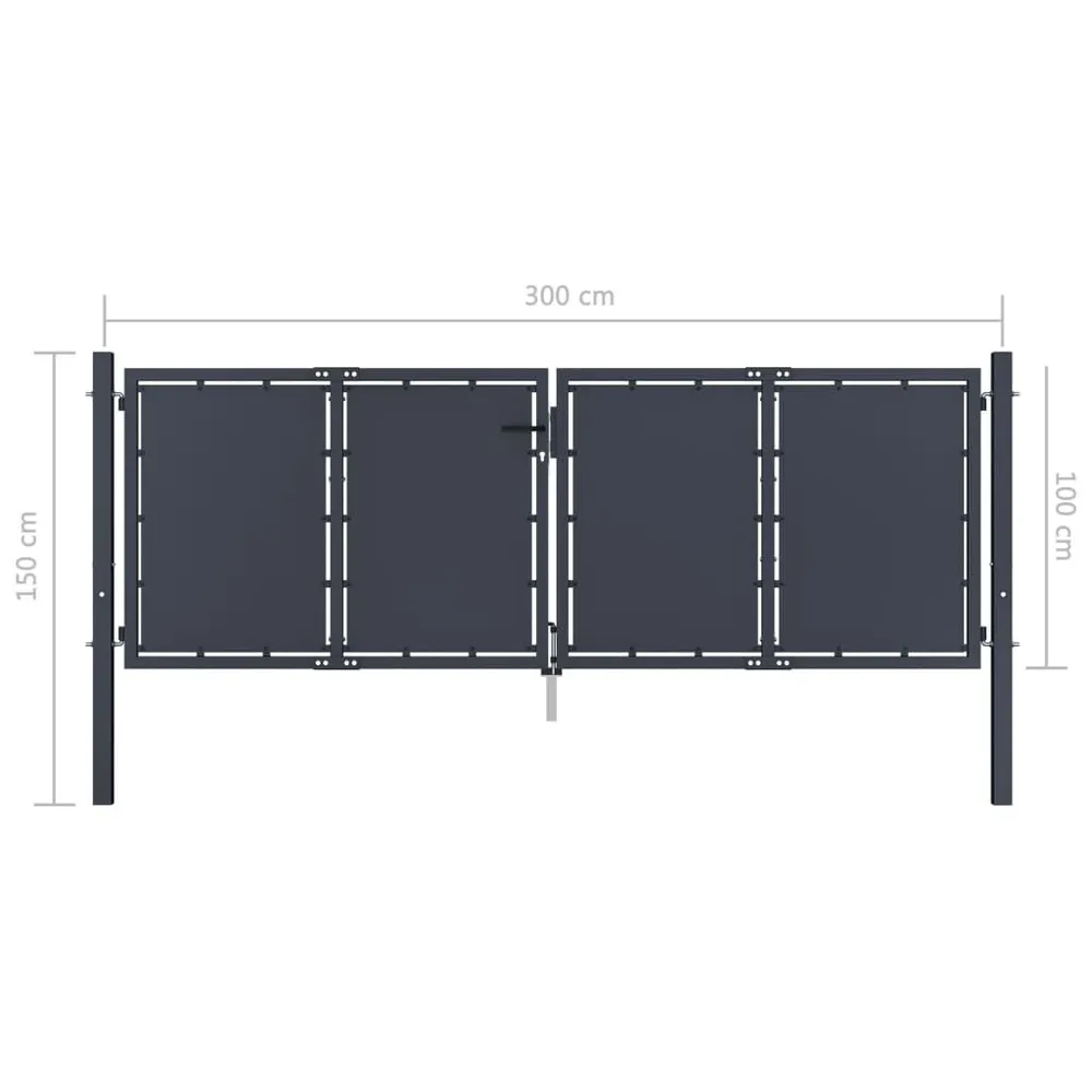 Portail de jardin Acier 300 x 100 cm Anthracite