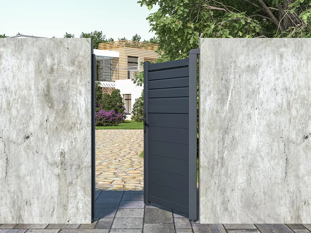 Portillon battant aluminium persien - L103 x H166 cm - Anthracite - VIAZO