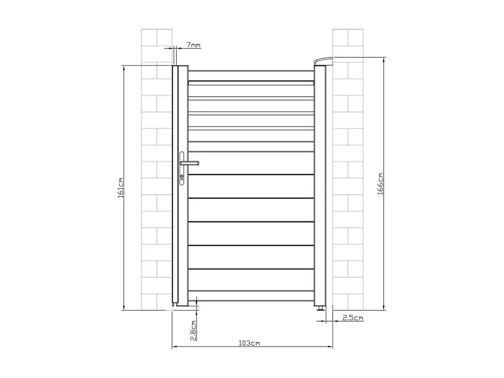 Portillon battant aluminium persien - L103 x H166 cm - Anthracite - VIAZO