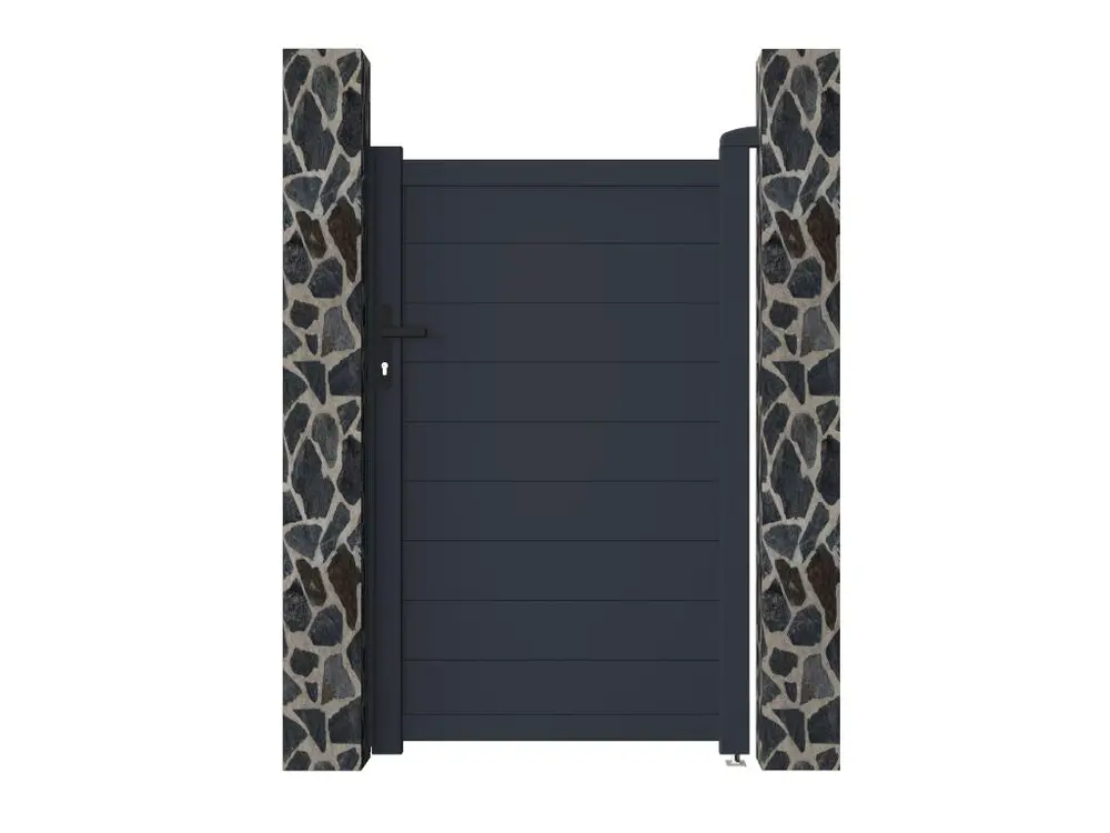 Portillon battant aluminium plein- L103 x H166 cm - Anthracite - NAZARIO