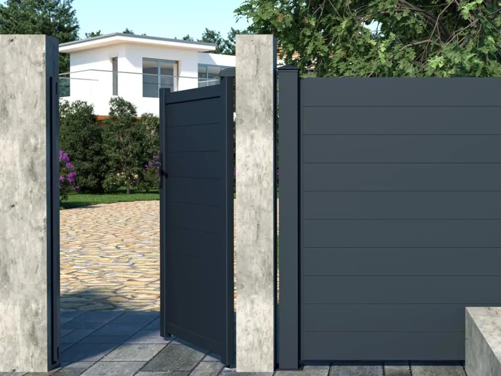 Portillon battant aluminium plein- L103 x H166 cm - Anthracite - NAZARIO
