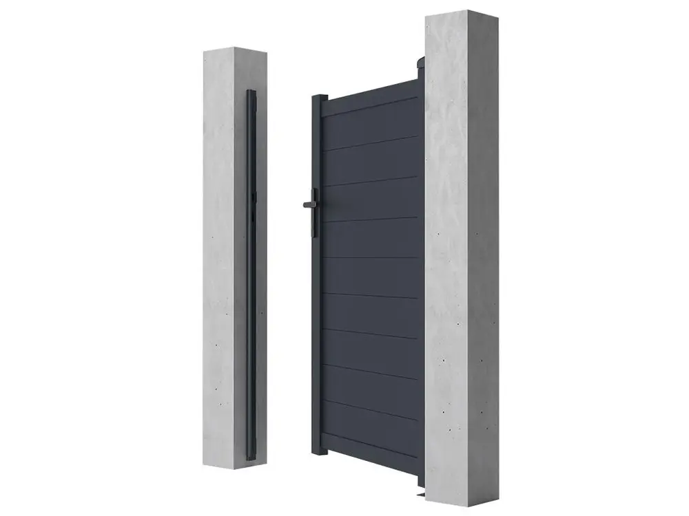 Portillon battant aluminium plein- L103 x H166 cm - Anthracite - NAZARIO