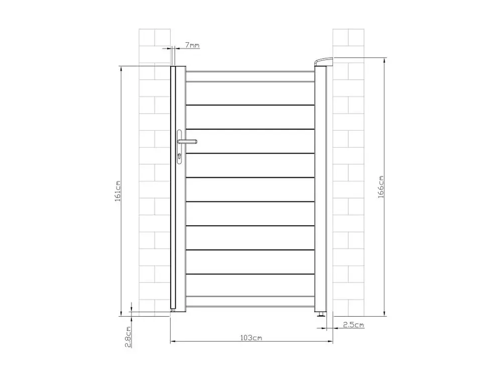 Portillon battant aluminium plein- L103 x H166 cm - Anthracite - NAZARIO