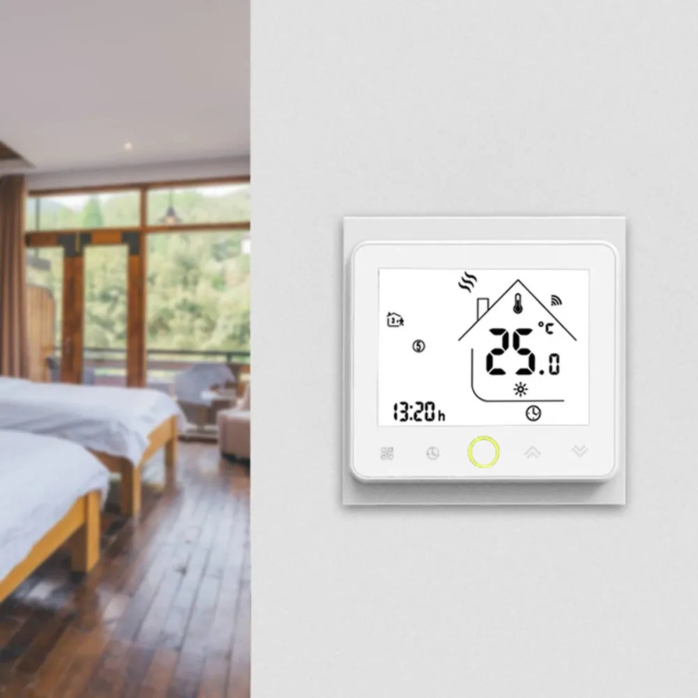 Thermostat intelligent blanc pour chauffage avec connexion Wi-fi programmable